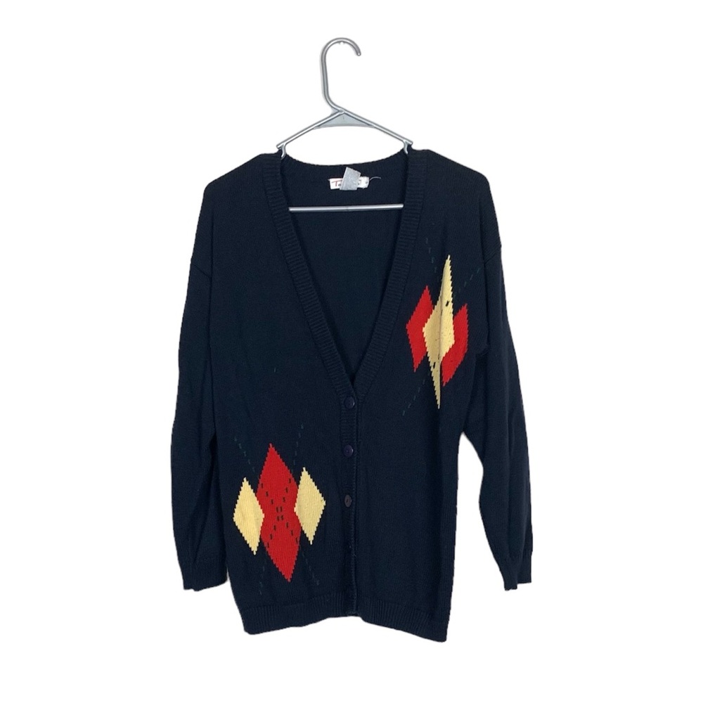Vintage Talbots argyle print cardigan size small academia preppy old money